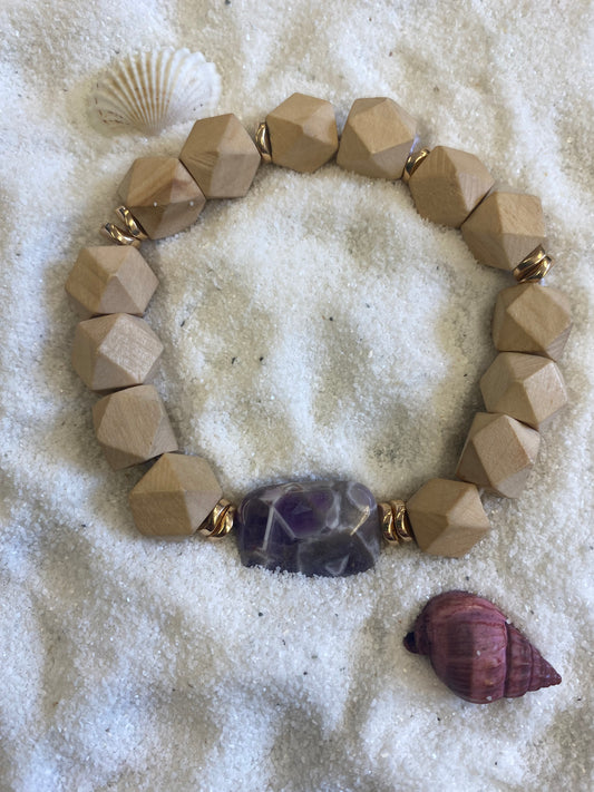 Calming Amethyst and Golden Hematite Diffuser Bracelet